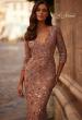 Picture of: Beaded Fitted Gown with a Stretch Fabric and V Neckline in Cocoa, Style: 32613, Main Picture