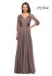 Picture of: Floor Length Chiffon Dress with Lace Sleeves in Cocoa, Style: 27153, Detail Picture 9