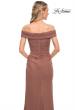 Picture of: Ruched Off the Shoulder Net Jersey Evening Dress in Cocoa, Detail Picture 10