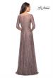 Picture of: Long Lace Dress with Empire Waist and 3/4 Sleeves in Cocoa, Style: 27857, Back Picture