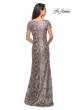 Picture of: Floor Length Short Sleeve Lace Dress in Cocoa, Style: 27884, Back Picture