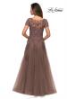 Picture of: A-line Formal Gown with Floral Lace Appliques in Cocoa, Style: 27958, Back Picture