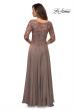 Picture of: Satin Three Quarter Sleeve Dress with V-Neckline in Cocoa, Style: 28106, Back Picture