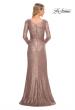 Picture of: Metallic Sequin Dress with Long Sleeves and V Neck in Brown, Style: 30310, Back Picture