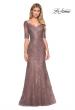 Picture of: Floor Length Lace Dress with Rhinestone Accents in Cocoa, Style: 26943, Detail Picture 1