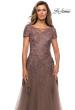 Picture of: A-line Formal Gown with Floral Lace Appliques in Cocoa, Style: 27958, Detail Picture 1