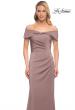 Picture of: Off the Shoulder Fitted Satin Long Gown in Brown, Style: 30397, Detail Picture 1