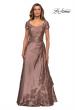 Picture of: V-neck Jersey Floor Length Gown with Short Sleeves in Cocoa, Style: 27033, Detail Picture 2