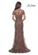 Picture of: Long Lace Evening Dress with Scallop Detailing and Rhinestones in Cocoa, Style: 28195, Detail Picture 2