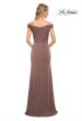 Picture of: Off the Shoulder Ruched Jersey Gown in Cocoa, Detail Picture 2