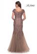 Picture of: Lace and Tulle Mermaid Gown with Cap Sleeves in Cocoa, Style: 30269, Detail Picture 2