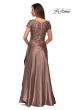 Picture of: V-neck Jersey Floor Length Gown with Short Sleeves in Cocoa, Style: 27033, Detail Picture 3