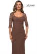 Picture of: Jersey Gown with Sheer Lace Sleeves and Ruching in Cocoa, Style: 28056, Detail Picture 3