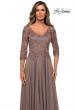 Picture of: Satin Three Quarter Sleeve Dress with V-Neckline in Cocoa, Style: 28106, Detail Picture 3