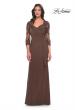 Picture of: Lace and Net Jersey Gown with Illusion Sleeves in Cocoa, Style: 30384, Detail Picture 3
