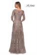 Picture of: Long Lace Dress with Sequins and Sheer 3/4 Sleeves in Cocoa, Detail Picture 5
