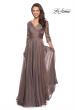 Picture of: Floor Length Chiffon Dress with Lace Sleeves in Cocoa, Style: 27153, Detail Picture 7