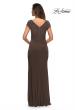 Picture of: Floor Length Jersey Evening Gown with Cap Sleeves in Cocoa, Style: 28026, Detail Picture 7