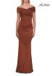 Picture of: Off-the-Shoulder Ruched Satin Evening Gown in Copper, Style: 33620, Detail Picture 9