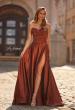Picture of: Strapless Satin A-Line Gown with Draped Bodice and High Slit in Copper, Style: 33417, Main Picture