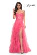 Picture of: A-Line Ruffle Tulle Prom Dress with Lace Bustier Bodice in Orange, Style: 32286, Main Picture