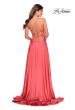 Picture of: Elegant Satin Prom Gown with Empire Waist in Coral, Style: 28571, Back Picture