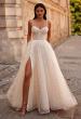 Picture of: Polka Dot Tulle Prom Dress with Sheer Corset Top in Cream , Style 32716, Main Picture