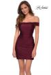 Picture of: Short Off The Shoulder Dress with Lace Up Back in Dark Berry, Style: 29268, Main Picture