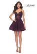 Picture of: Short Dress with Flared Skirt and Sheer Lace Bodice in Dark Berry, Style: 31769, Detail Picture 10