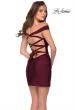 Picture of: Short Off The Shoulder Dress with Lace Up Back in Dark Berry, Style: 29268, Back Picture