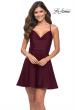Picture of: Jersey Fit and Flare Dress with Draped V Neckline in Dark Berry, Detail Picture 1