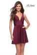 Picture of: Short Flare Dress with V Neckline and Fitted Waist in Dark Berry, Style 30926, Detail Picture 1