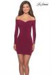 Picture of: Off The Shoulder Long Sleeve Dress with Lace Up Back in Burgundy, Style: 28212, Detail Picture 2