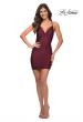 Picture of: Simple Short Beaded Jersey Dress with V Neck in Dark Berry, Detail Picture 2