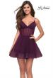 Picture of: Corset Fit and Flare Dress with V Neckline in Dark Berry, Style 30941, Detail Picture 2