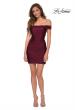 Picture of: Short Off The Shoulder Dress with Lace Up Back in Dark Berry, Style: 29268, Detail Picture 3