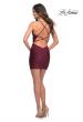 Picture of: Simple Short Beaded Jersey Dress with V Neck in Dark Berry, Detail Picture 3