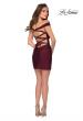 Picture of: Short Off The Shoulder Dress with Lace Up Back in Dark Berry, Style: 29268, Detail Picture 4