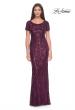 Picture of: Short Sleeve Print Sequin Evening Dress in Dark Berry, Style: 31852, Main Picture