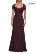 Picture of: Embroidered Lace Sleeve Gown with Keyhole Back in Dark Berry, Style: 33579, Main Picture