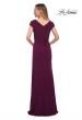 Picture of: Jersey Dress with Knot at Waist and Short Sleeves in Dark Berry, Back Picture