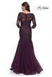 Picture of: Mermaid Tulle and Lace Dress with Scallop Detailed Neckline in Dark Berry, Style: 30823, Back Picture