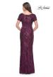 Picture of: Short Sleeve Print Sequin Evening Dress in Dark Berry, Style: 31852, Back Picture