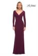 Picture of: Long Sleeve Jersey Evening Dress with Ruching in Dark Berry, Detail Picture 1