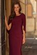 Picture of: Draped Cape Sleeve Jersey Gown with Ruched Bodice in Dark Berry, Style: 33148, Detail Picture 1