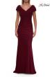 Picture of: Off the Shoulder Ruched Net Jersey Evening Dress in Dark Berry, Style: 29558, Detail Picture 3