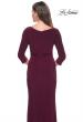 Picture of: Three Quarter Sleeve Jersey Evening Dress with Ruffle Detail in Dark Berry, Style: 30967, Detail Picture 4