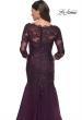 Picture of: Mermaid Tulle and Lace Dress with Scallop Detailed Neckline in Dark Berry, Style: 30823, Detail Picture 5