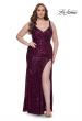 Picture of: Sequin Plus Size Dress with Ruching and Slit in Dark Berry, Style: 31138, Main Picture