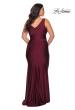 Picture of: Simple Jersey Plus Size Gown with Faux Wrap Bodice in Burgundy, Style: 29028, Back Picture